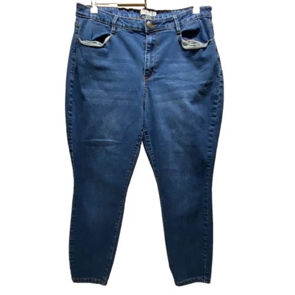 Rue+ Rue21 Jeans Women's 20 Blue Dark Wash Midrise Skinny 5 Pocket Stretch Denim
